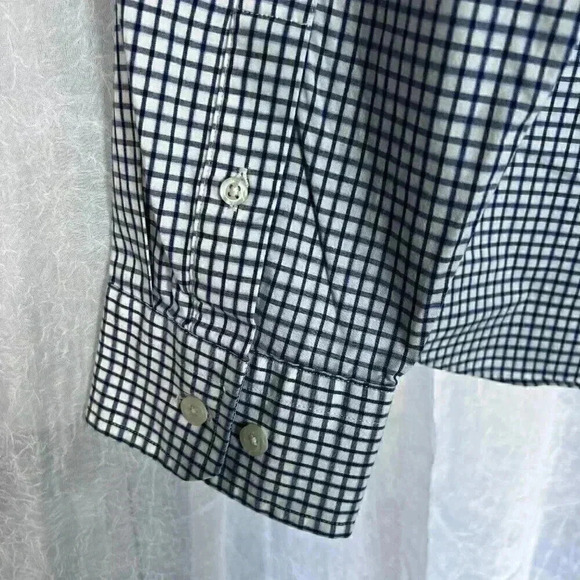 Men's Nautica Size XL Slim Fit blue/white check button collar button down shirt - Picture 8 of 11